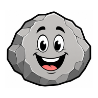 Smiling theDealRocks.com rock mascot