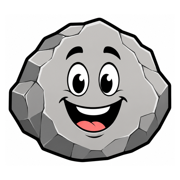 Smiling cartoon rock mascot for theDealRocks.com